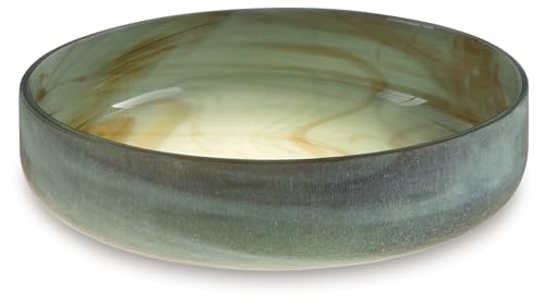 Signature Design by Ashley Large Round Glass Decorative Bowl, Sage Green