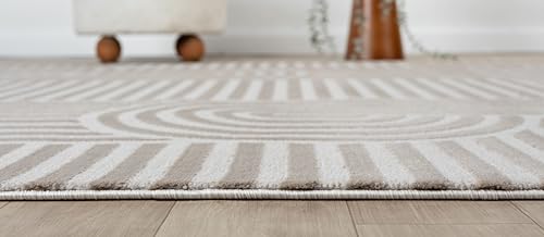2x7 Beige Modern Geometric Area Rug for Living Room, Bedroom - color: 1004 - Beige, size: 2' x 7' (Rectangular)