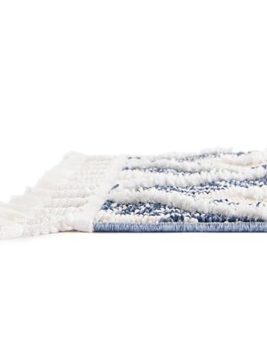Rugs.com Boho Collection Rug – 4 Ft Runner Blue Medium-Pile Rug Perfect for Hallways, Entryways - color: Blue, size: 2' x 4' Runner