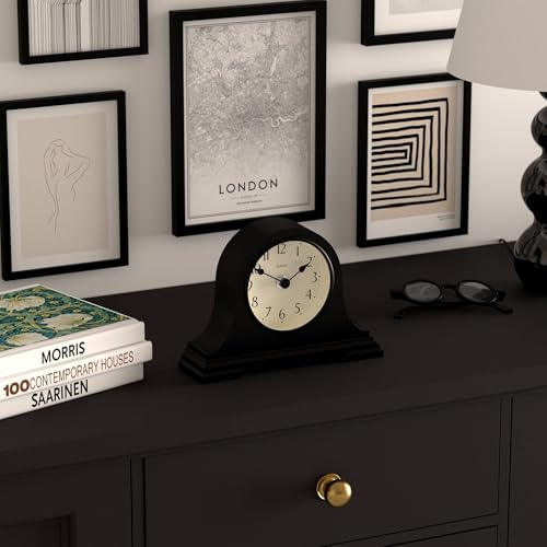 JONES CLOCKS® Speakeasy Small Mantel Clock | Napoleon’s hat Design | Black - color: Black