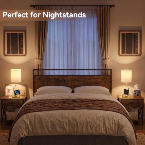 Fenmzee Bedside Lamps for Bedroom Set - 18" Gold Table Lamp for Nightstand - color: Cream & Gold