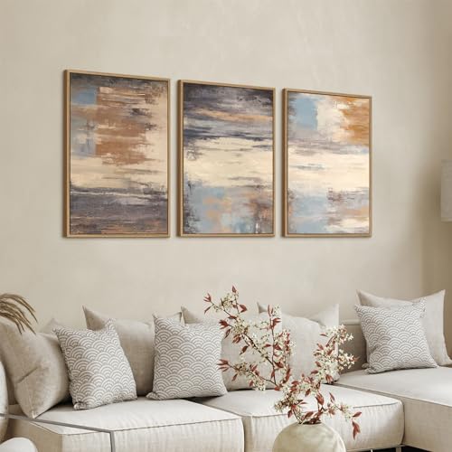 Large Framed Canvas Wall Art, Abstract Colorful Painting Picture, 16"X24"X3 - color: Sepia, size: 16" X 24" X 3pieces Framed