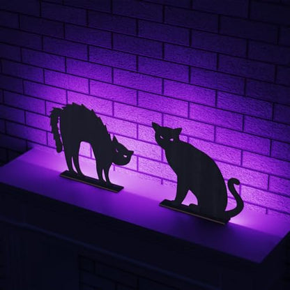2PCS Halloween Black Cat Decoration for Indoor Outdoor Home Table Decor
