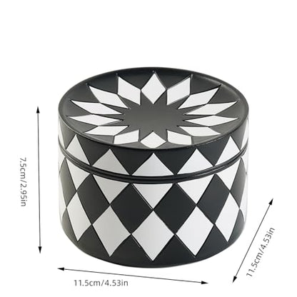 Decorative Storage Box with Lid, Black and white checkerboard Jewelry Box, Modern Round Decorative Box for Dresser, Coffee Table, Entryway Ideal for Jewelry, Trinkets And Small Accessories