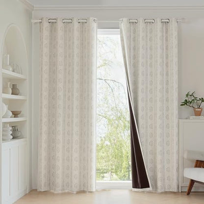 100% Blackout Grey Boho Curtains, 84 Inches, 2 Panels for Bedroom - color: Grey, size: 52"W x 84"L (Pack of 2)