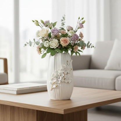 White Ceramic Vase,Modern Vase for Centerpieces,9 Inch - color: White, size: 9 inch