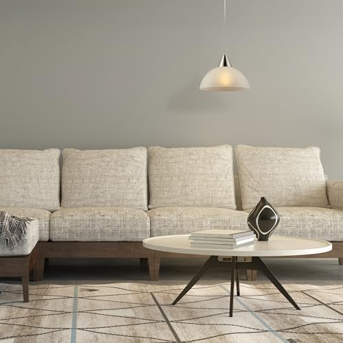 Globe Electric 64413 1-Light Plug-in Pendant, Brushed Steel, Frosted White Shade, 15ft Clear Cord, in-Line On/Off Switch, E26 Base Socket, Kitchen Island, Café, Hanging Light, Bulb Not Included - color: Brushed Steel