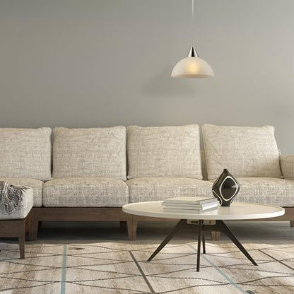 Globe Electric 64413 1-Light Plug-in Pendant, Brushed Steel, Frosted White Shade, 15ft Clear Cord, in-Line On/Off Switch, E26 Base Socket, Kitchen Island, Café, Hanging Light, Bulb Not Included - color: Brushed Steel