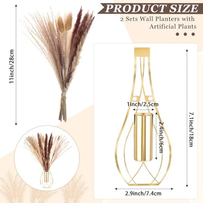 Otoolling Boho Wall Decor Set of 2, Gold, Pampas - color: Gold, style: Pampas