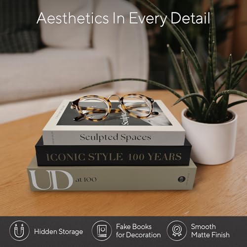 Designer Decorative Books Set of 3, Contemporary Faux Books with Storage