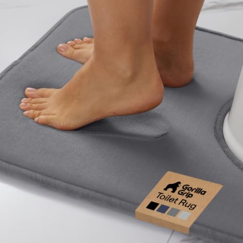 GORILLA GRIP® Memory Foam Toilet Rug for Bathroom, 22.5x19.5 Grey - color: Graphite Gray, size: 22" X 19" Toilet Rug