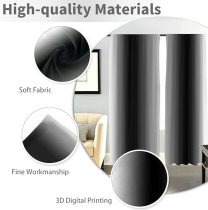 Black Grey Curtains, Ombre, 2 Panels, 42" W x 63" L, Rod Pocket - color: Black, size: 42"W x 63"L (Pack of 2)