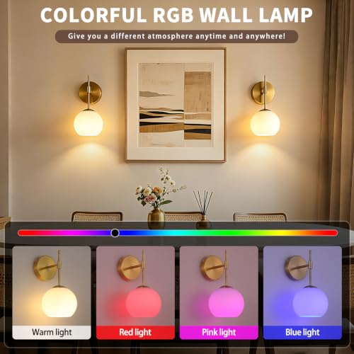 Battery Operated Wall Sconces Set of Two, Rechargeable, Gold - color: Gold