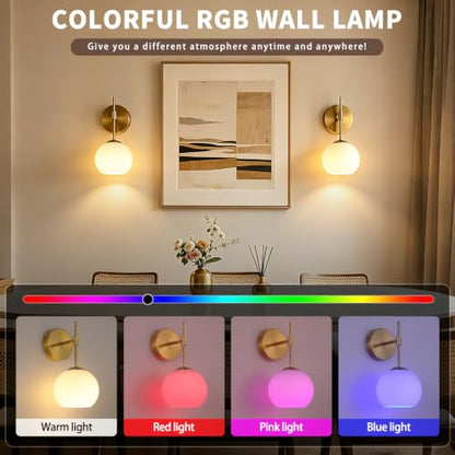 Battery Operated Wall Sconces Set of Two, Rechargeable, Gold - color: Gold