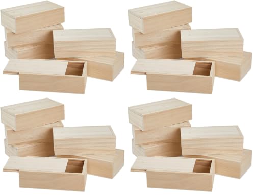SUPERFINDINGS 6Pcs Wood Box with Slide Lid 6.6x3.7inch Unfinished Wooden Storage Box Small Wooden Box Trinket Storage Box with Slide Top for DIY Crafts Home Decoration Jewelry (Pack of 4) - size: 6.6x3.7inch (Pack of 4)