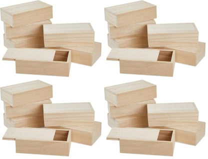 SUPERFINDINGS 6Pcs Wood Box with Slide Lid 6.6x3.7inch Unfinished Wooden Storage Box Small Wooden Box Trinket Storage Box with Slide Top for DIY Crafts Home Decoration Jewelry (Pack of 4) - size: 6.6x3.7inch (Pack of 4)