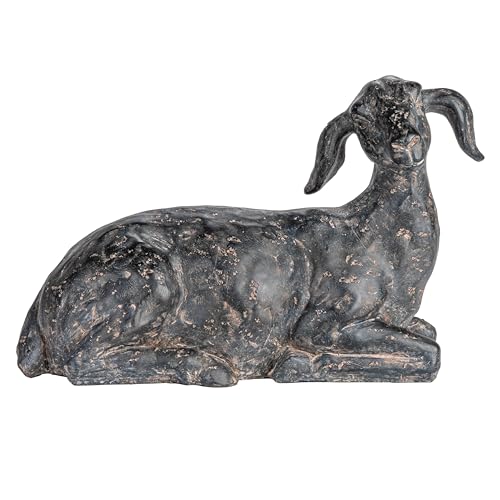 Creative Co-Op Resin Lying in Rest Goat Accent Décor with Cast Iron Finish, Black - size: 8-3/4"L x 4"W x 5-3/4"H