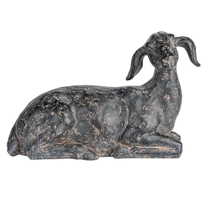 Creative Co-Op Resin Lying in Rest Goat Accent Décor with Cast Iron Finish, Black - size: 8-3/4"L x 4"W x 5-3/4"H