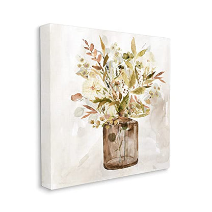 Earthy Fall Botanicals Floral, 24 x 24 Inch Canvas Wall Art - color: Earthy Fall Bouquet Vase, size: 24"L x 24"W