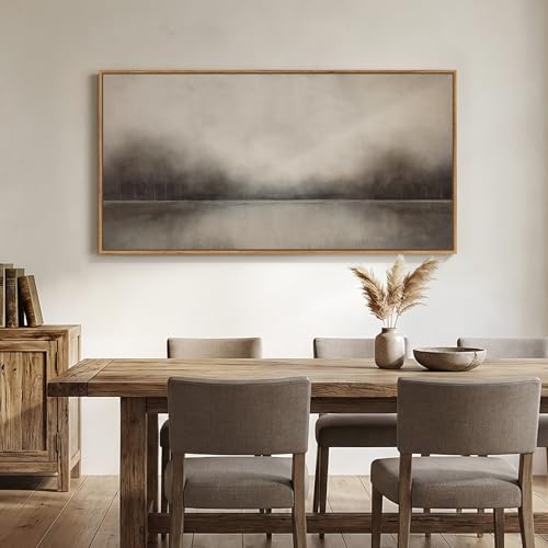 Large Framed Neutal Abstract Landscape Wall Art for Living Room, 60x30 In - color: Grey A, size: 60"L x 30"W