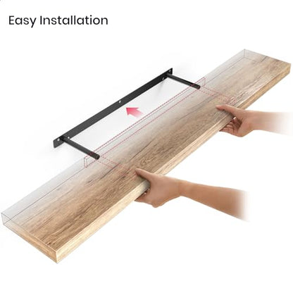 Ballucci Floating Shelf, 48" Wood Wall Shelf with Invisible Brackets for Bathroom, Living Room, Bedroom, Kitchen, Nursery, 8" Deep, Oak Finish - color: Natural Oak, size: 47.2 inches