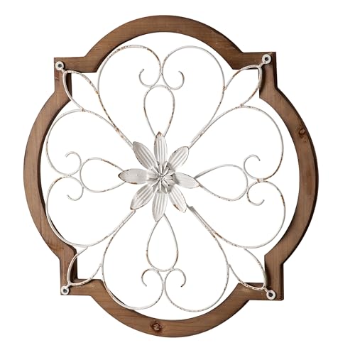 Sintosin Vintage Wrought Iron Wall Decor 22", Distressed White
