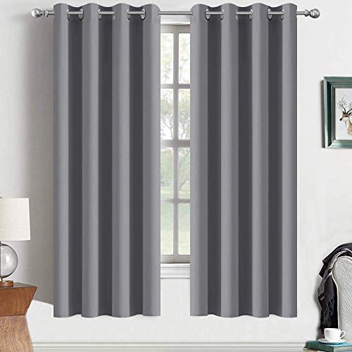 Yakamok Grey Room Darkening Curtains 52x72 inch Gray Grommet-Living Room - color: Grey, size: 52"W x 72"L (Pack of 2)