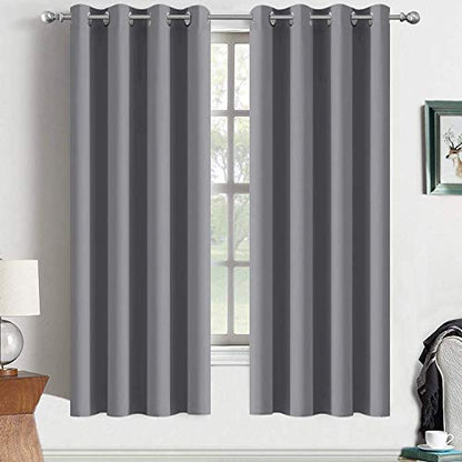 Yakamok Grey Room Darkening Curtains 52x72 inch Gray Grommet-Living Room - color: Grey, size: 52"W x 72"L (Pack of 2)