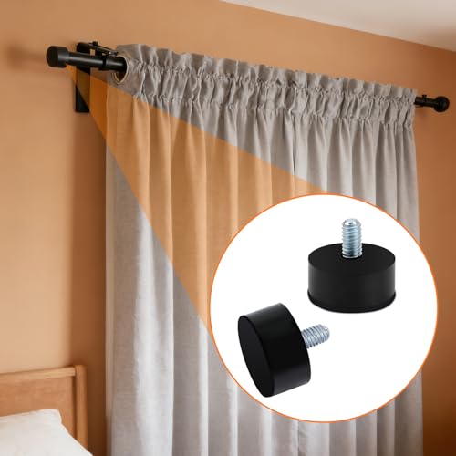 2 Pcs End Cap Replacement Finials, Screw on Curtain Rod End Caps, Cylindrical Drapery Rod Finials, Black Drapery Round Curtain Rods Finial for 6mm Curtains Rods ﻿
