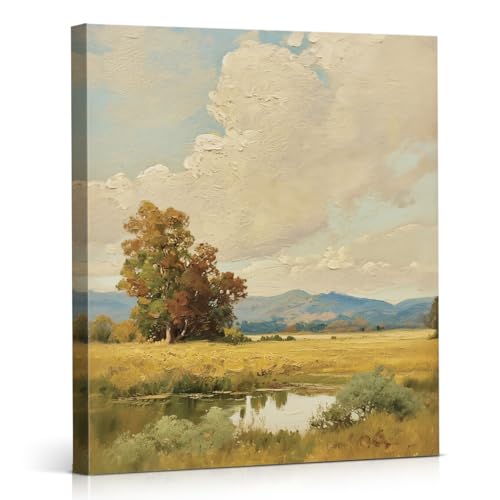 APOHBGV Vintage Countryside Landscape Canvas Wall Decor, Rustic Field Tree Nature Art, Farmhouse Rural Scenery Artwork Suitable for Living Room Bedroom Bathroom Office Home Decoration, 8x10 Inch - color: Home07