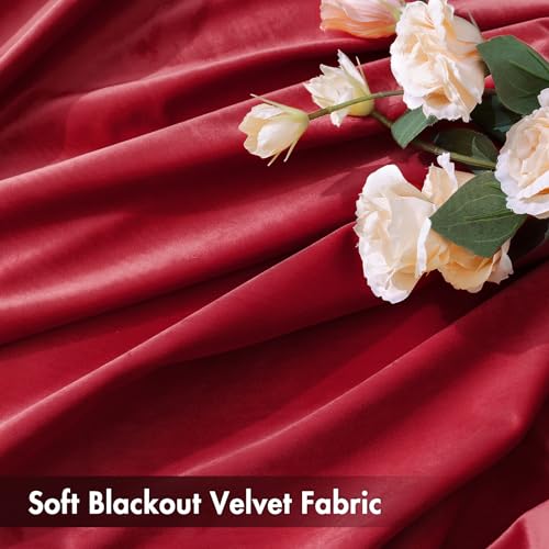 MIULEE Red Blackout Velvet Curtains Drapes 63 Inch Long 52"x63" Bedroom - color: Red, size: 52"W x 63"L (Pack of 2)