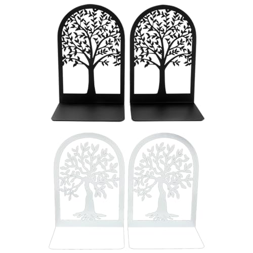 4 Style Tree of Life Desktop Book Ends for Teacher - Office Desktop Home Bookend Non-Skid Book Ends Gift for Book Loves Office Desktop Iron Book Rack (2pc B187-B173), SL213 - color: 2pairs B187-b173