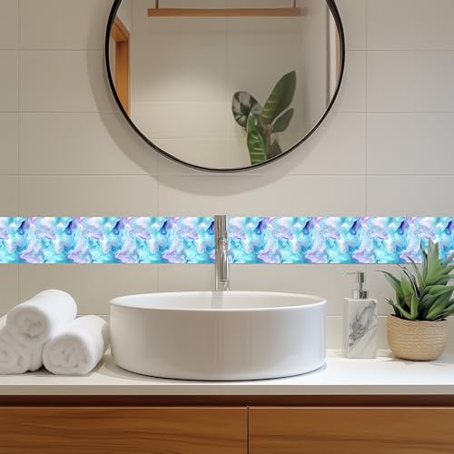 HOMETITUTE Peel and Stick Wallpaper Border 4x196in Watercolor Pattern - color: Blue purple texture