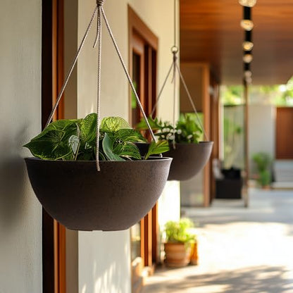 LA JOLIE MUSE Hanging Planter Baskets for Outdoor Plants, Set of 2, 13 Inch - color: New Iron Color