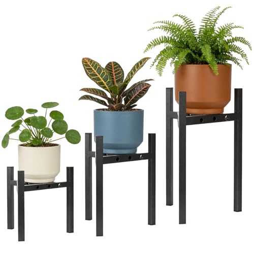 3팩 블랙 메탈 식물 스탠드, 20.3-30.5cm(8-12인치) 화분에 적합 ( - color: 블랙.