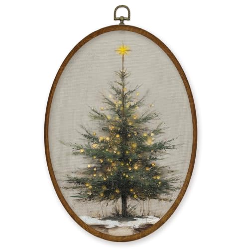 WULQYING Vintage Star Christmas Tree Oval Wall Art Decor Home 8.6x11.4 - color: Color12