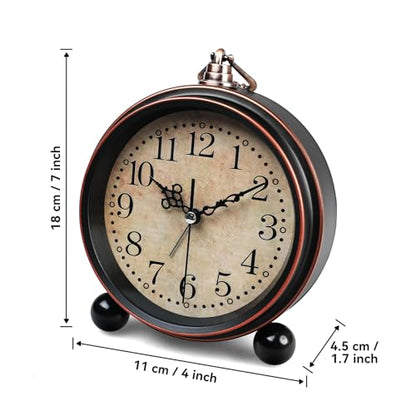 5'' Vintage Alarm Clock, Silent Non-Ticking Battery Operated