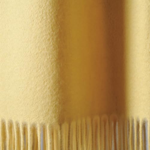 CUDDLE DREAMS Premium Cashmere Throw Blanket with Fringe (Yellow) - color: Yellow