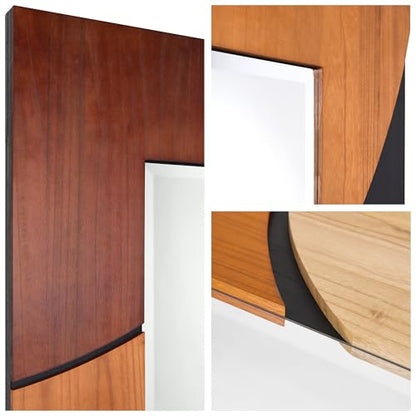 Empire Art Direct Curved Elegance Hand Made Solid Paulownia Wood Beveled Leaner Mirror, Ready to Hang, Living Room, Bedroom & Office, 78.8"x39.4"x1.6" - style: Curved Elegance