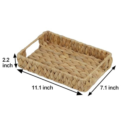 Water Hyacinth Bathroom Vanity Tray with Handle, 11 Inch - size: 11.1" x 7.1" x 2.2"
