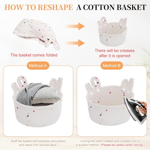 uxcell Small Cotton Rope Woven Storage Basket 7.9x6.7" Cute White Speckles - color: White Speckles, size: 7.9x6.7"