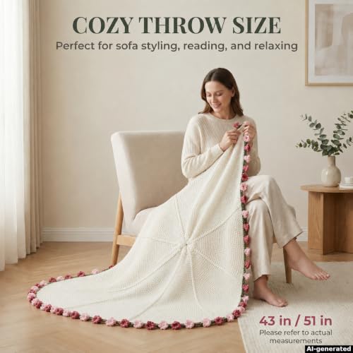 Lily of the Valley Crochet Flower Bouquet Blanket, Knitted Throw Blanket - color: Lily of the Valley, size: Medium