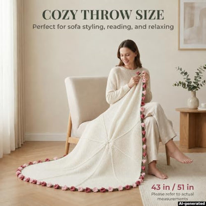Lily of the Valley Crochet Flower Bouquet Blanket, Knitted Throw Blanket - color: Lily of the Valley, size: Large