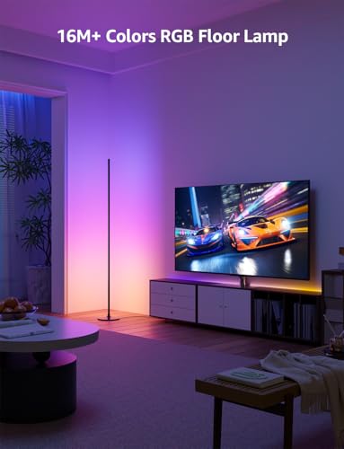 Lepro OE1 AI Corner Floor Lamp, RGBICW Smart Corner Lamp 1000LM Black
