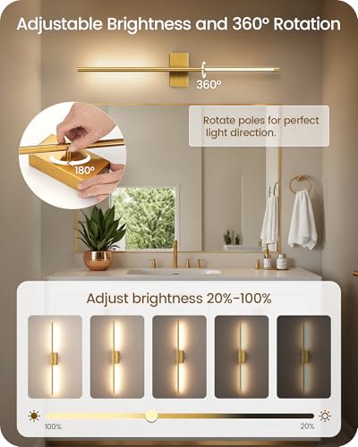 34.6" Wireless Battery Operated Wall Sconces Set of Two,Rechargeable Lamp with Remote, 360° Rotation, 10000mAh Battery, Touch Dimmable Lights for Living Room Hallway Bedroom, Gold D05YBP205 - color: Gold, size: 34.6 Inches
