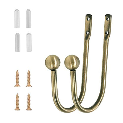 Curtain Holdback, 4 Pcs Wall Mounted Drapery Tiebacks with Screws, Brass - color: 4 Pcs, Brass