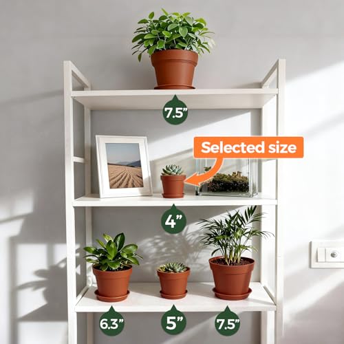 T4U Small Plant Pots 4 Inch 8 Pack, Plastic Indoor Flower Pots Saucer - color: Terracotta, size: 4 inch