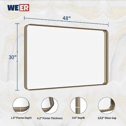 WEER Bathroom Vanity Mirror Bronze 48X30 Inch - color: Bronze, size: 48"L x 30"W