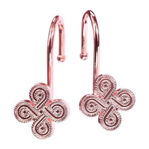 Rose Gold Shower Curtain Hooks: Rust Proof Metal Curtain Rings, 12Pcs - color: Rose Gold