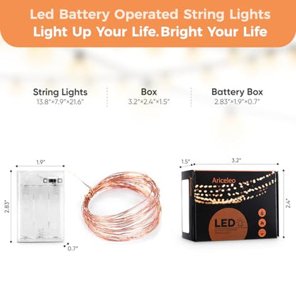 Ariceleo 1 Pack 16.4ft Battery Operated String Lights with Timer, Warm White with Synchronized Twinkle Mode, Fairy Lights Battery Powered, 50 LEDs, Idea for Christmas Bedroom Party Wedding - color: Warm White, size: 1 Pack-Upgrade